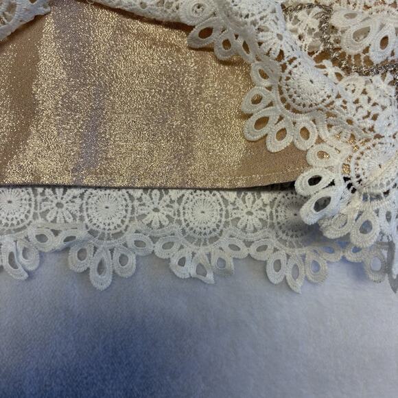 Camilla Girls Special Occasion Crochet Lace Dress White Gold Size 7 - Picture 6 of 9